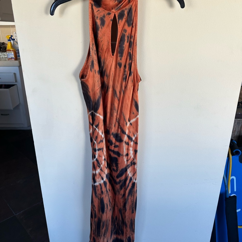 Maxi dress with rust and black colors size small